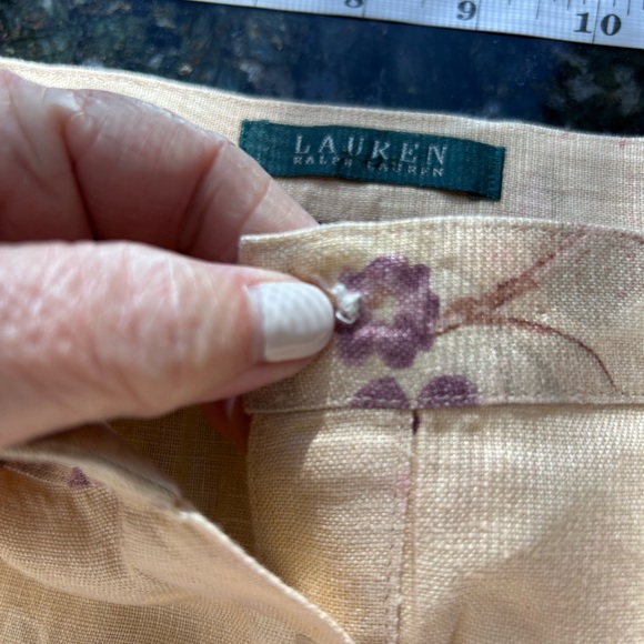 Vintage Lauren Ralph Lauren 100% Linen Floral Button Down A Line Skirt. 90’s. - Picture 11 of 14